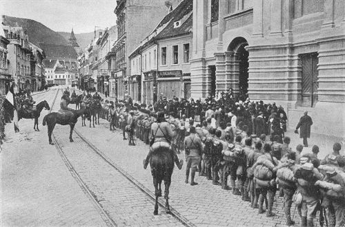 Die Begrüßung der ersten Honvedtruppen in Kronstadt