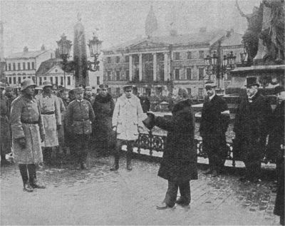Finnland 1. Weltkrieg: Der Magistrat von Helsingfors begrt den deutschen General von der Goltz